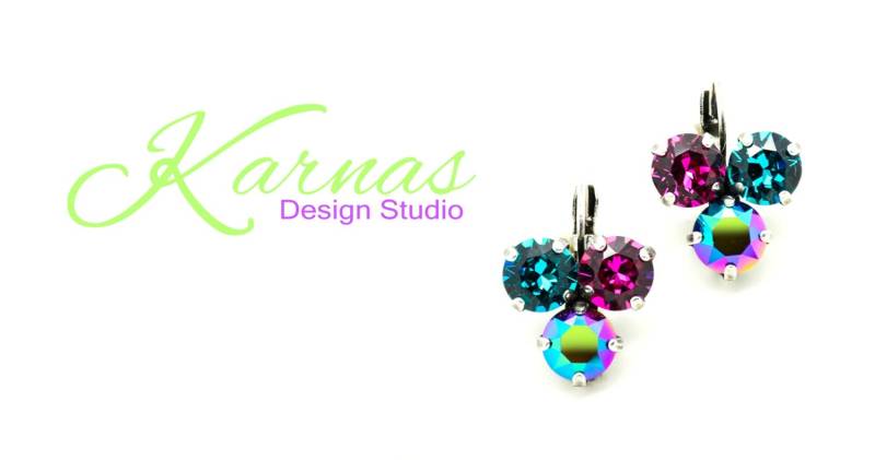 Skarabaeus Mix 8 Mm Dreifach Kristall Ohrringe K.d.s. Premium Wählen Sie Ihr Finish Karnas Design Studio von KarnasDesignStudio