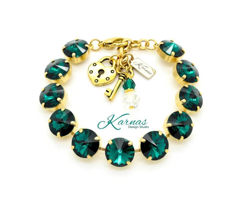 Smaragd 12 Mm Bettelarmband K.d.s. Premium Kristall Wählen Sie Ihr Finish Karnas Design Studio ™ von KarnasDesignStudio