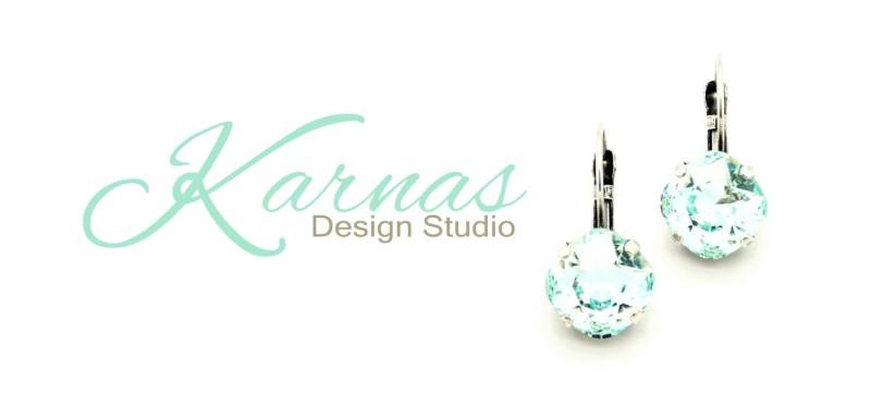 Soft Cyan 12 Mm Kristallkissen Im Kissenschliff Tropfenohrringe Made With K.d.s. Premium Kristall Wählen Sie Ihr Finish Karnas Design Studio von KarnasDesignStudio