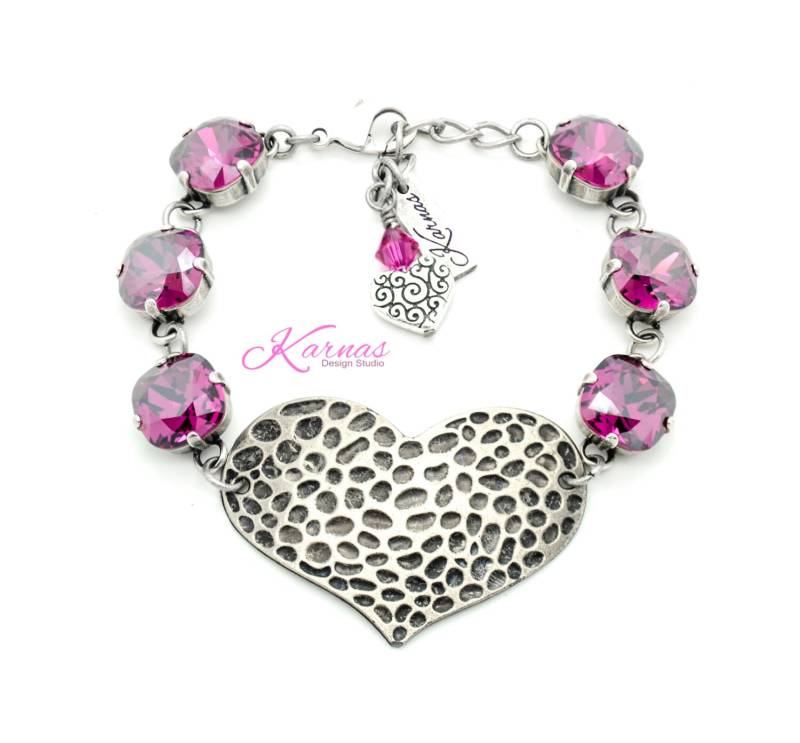 Unbedingte Liebe 12 Mm Kissenschliff Armband Kristall Antik Silber & Zinn Karnas Design Studio ™ von KarnasDesignStudio