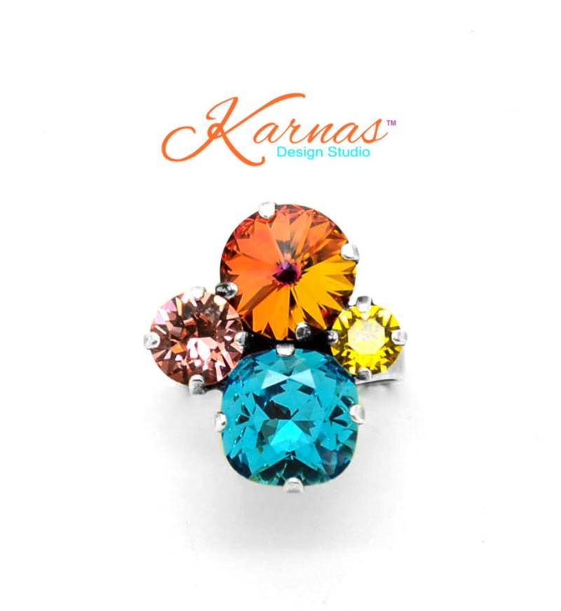 Warm Autumn Nights 12/8/6 Mm Einstellbar Ring Mit K.d.s. Premium Kristall Wählen Sie Ihr Finish Karnas Design Studio von KarnasDesignStudio