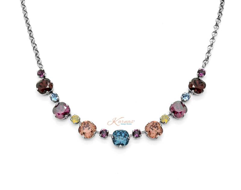 Warm & Toasty 12 Mm/6 Mm Halskette Im Kissenschliff Mit K.d.s. Premium Kristall Wählen Sie Ihr Finish Karnas Design Studio ™ von KarnasDesignStudio