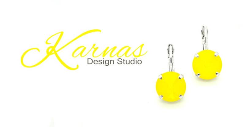 Zitronenopal 12 Mm Tropfen Oder Ohrstecker Made With K.d.s. Premium Kristall Wählen Sie Ihr Finish Karnas Design Studio ™ Kostenloser Versand von KarnasDesignStudio