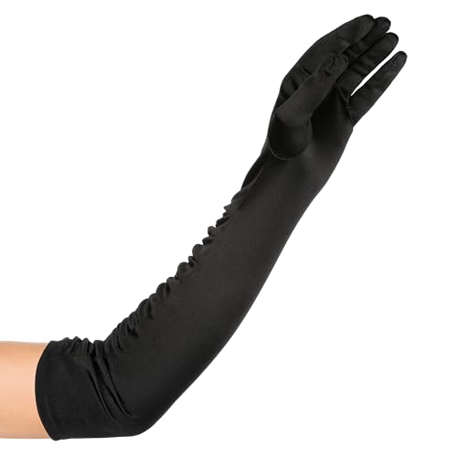 KarneLux Damen Handschuhe Lang - 1 Paar Abendhandschuhe für Damen zu Karneval, Fasching oder Halloween - Kostüm Accessoire, Zubehör für Burlesque, Charleston und 20er Jahre Verkleidungen von KarneLux