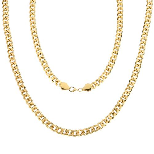 KarneLux Goldkette 50 cm - Kostüm Accessoire für Gangster, Rapper oder Joker - Disco Goldkettchen Panzerkette 80er Jahre für Karneval oder Fasching von KarneLux