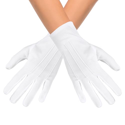 KarneLux Handschuhe Weiß- 1 Paar Damen Herren Handschuhe als Kostüm Zubehör - Accessoire für Karneval, Halloween oder Mottopartys 23 cm von KarneLux