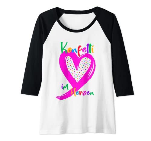 Damen Konfetti im Herzen Deko Herz pink Karneval Fasnacht Fasching Raglan Damen Konfetti im Herzen Deko Herz pink Karneval Fasnacht Fasching Raglan von Karneval Fasching Fastnacht Fasenacht Fasnacht
