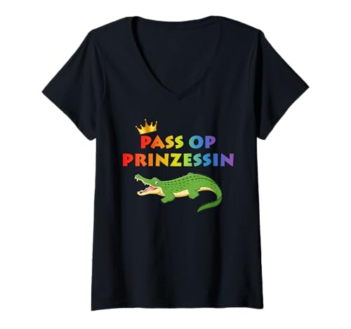 Damen Karneval Köln Krokodil Kostüm Prinzessin Rosenmontag Alaaf T-Shirt mit V-Ausschnitt Damen Karneval Köln Krokodil Kostüm Prinzessin Rosenmontag Alaaf T-Shirt mit V-Ausschnitt von Karneval Fasching Köln Gruppenkostüm 2023