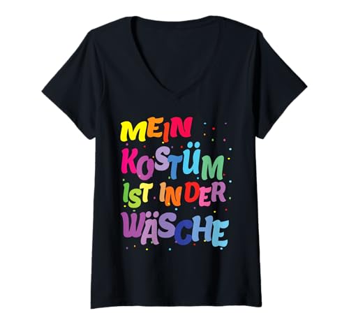 Damen Karneval Kostüm Mein Kostüm ist in der Wäsche Faschings T-Shirt mit V-Ausschnitt Damen Karneval Kostüm Mein Kostüm ist in der Wäsche Faschings T-Shirt mit V-Ausschnitt von Karneval Fasching Köln Gruppenkostüm 2024 konfetti