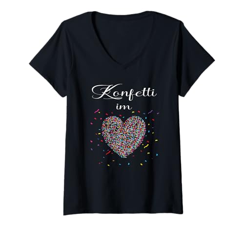 Damen Konfetti im Herzen Fasching Karneval Konfetti Geschenk T-Shirt mit V-Ausschnitt Damen Konfetti im Herzen Fasching Karneval Konfetti Geschenk T-Shirt mit V-Ausschnitt von Karneval Fasching Konfetti Geschenkidee