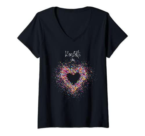 Damen Konfetti im Herzen Fasching Karneval Konfetti Geschenk T-Shirt mit V-Ausschnitt Damen Konfetti im Herzen Fasching Karneval Konfetti Geschenk T-Shirt mit V-Ausschnitt von Karneval Fasching Konfetti Geschenkidee