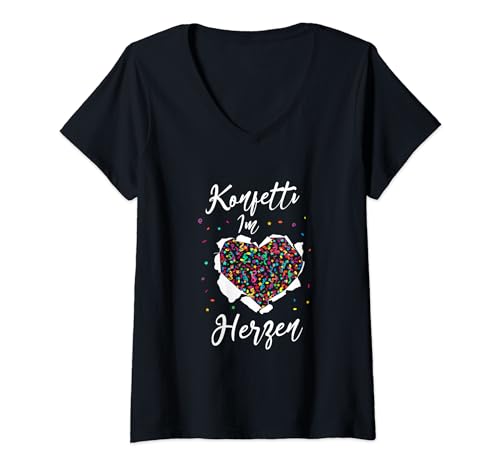 Damen Konfetti im Herzen Fasching Karneval Kostümersatz Geschenk T-Shirt mit V-Ausschnitt Damen Konfetti im Herzen Fasching Karneval Kostümersatz Geschenk T-Shirt mit V-Ausschnitt von Karneval Fasching Konfetti Geschenkidee