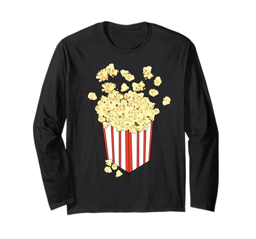 Popcorn Retro Verkleidung Fastnacht Kinder Damen Lustiges Langarmshirt von Karneval Fasching Kostüm Frauen Männer Halloween