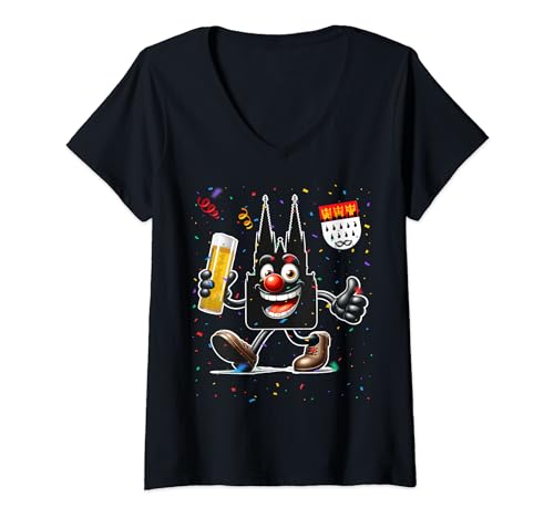 Damen Kölner Dom Kölsch Kölle Alaaf Konfetti Karneval Fashingumzug T-Shirt mit V-Ausschnitt Damen Kölner Dom Kölsch Kölle Alaaf Konfetti Karneval Fashingumzug T-Shirt mit V-Ausschnitt von Karneval Fashing Konfetti Party Alaaf Kostüm