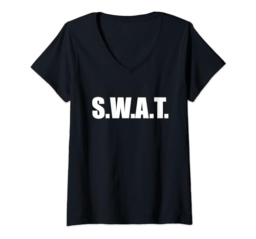 Damen SWAT Team Polizei Kölle Alaaf Konfetti Karneval Fashingumzug T-Shirt mit V-Ausschnitt von Karneval Fashing Konfetti Party Alaaf Kostüm