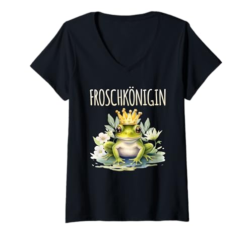 Damen Karneval Kostüm FROSCHKÖNIGIN Lustiges Fasching Frauen T-Shirt mit V-Ausschnitt Damen Karneval Kostüm FROSCHKÖNIGIN Lustiges Fasching Frauen T-Shirt mit V-Ausschnitt von Karneval Geschenk Frosch Shirt Fasching Kostüm