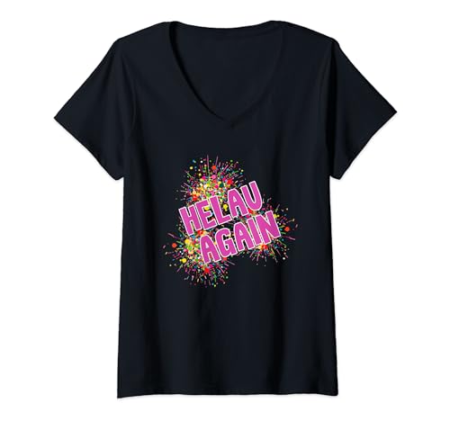 Damen Helau Again Karneval Party Kostüm Konfetti T-Shirt mit V-Ausschnitt Damen Helau Again Karneval Party Kostüm Konfetti T-Shirt mit V-Ausschnitt von Karneval Jecken im Rheinland