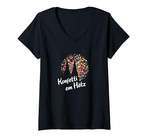 Damen Konfetti em Hätz Karneval Party Kölsch Kostüm Köln T-Shirt mit V-Ausschnitt Damen Konfetti em Hätz Karneval Party Kölsch Kostüm Köln T-Shirt mit V-Ausschnitt von Karneval Jecken im Rheinland