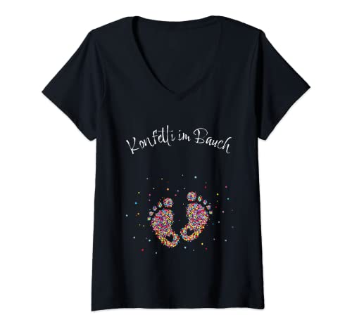 Damen Karneval Konfetti Fasnacht Schwangerschaft werdende Mutter T-Shirt mit V-Ausschnitt Damen Karneval Konfetti Fasnacht Schwangerschaft werdende Mutter T-Shirt mit V-Ausschnitt von Karneval Konfetti Schwangerschaft Mama Babybauch