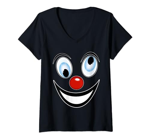Damen Clownkostüm Tshirt Faschings Outfit Lustiges Karneval Clown T-Shirt mit V-Ausschnitt Damen Clownkostüm Tshirt Faschings Outfit Lustiges Karneval Clown T-Shirt mit V-Ausschnitt von Karneval Kostüm Dame Herr Karnevalskostüm Fasching