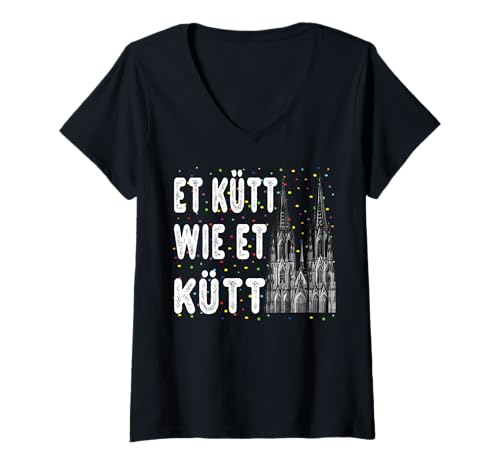 Damen Köln Et Kütt wie et Kütt Karneval Kölsch Kölle Alaaf T-Shirt mit V-Ausschnitt Damen Köln Et Kütt wie et Kütt Karneval Kölsch Kölle Alaaf T-Shirt mit V-Ausschnitt von Karneval Kostüm Fasching Köln Outfit Damen Herren