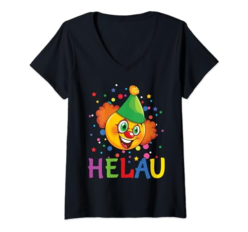 Damen Helau Karneval Fasching Konfetti Kostüm Alaaf Rosenmontag T-Shirt mit V-Ausschnitt von Karneval Kostüm Fasching Konfetti Alaaf Helau