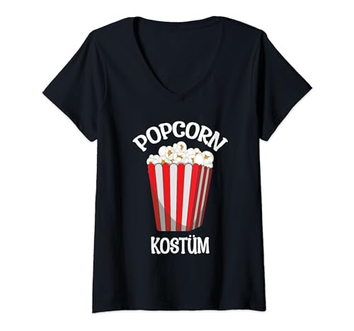 Damen Popcorn Kostüm Alaaf Helau Rosenmontag Fasching Karneval T-Shirt mit V-Ausschnitt von Karneval Kostüm Fasching Konfetti Alaaf Helau