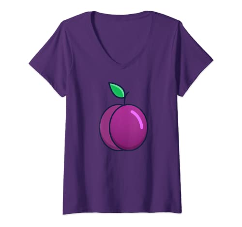 Damen Pflaumen Kostüm Verkleidung Obst Faschingskostüm Pflaume T-Shirt mit V-Ausschnitt Damen Pflaumen Kostüm Verkleidung Obst Faschingskostüm Pflaume T-Shirt mit V-Ausschnitt von Karneval Kostüm Ideen Geschenke Für Fasching