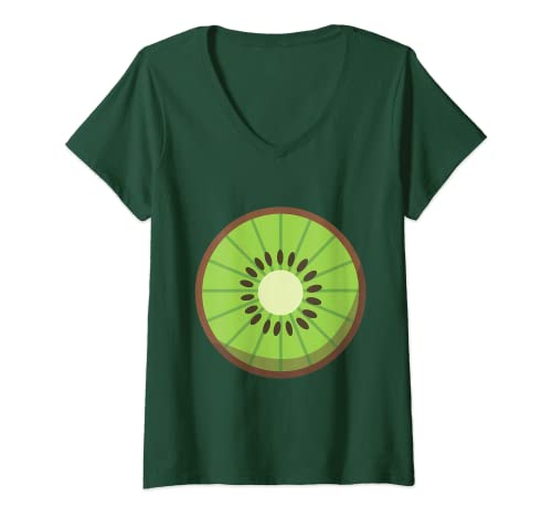 Damen Kiwi Kostüm Faschingskostüm Kiwifrucht Obst Verkleidung T-Shirt mit V-Ausschnitt Damen Kiwi Kostüm Faschingskostüm Kiwifrucht Obst Verkleidung T-Shirt mit V-Ausschnitt von Karneval Kostüm Kiwi Frucht Geschenke Für Fasching