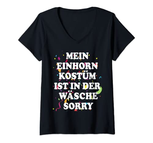 Damen Mein Einhorn Kostüm ist in der Wäsche Fasching Karneval T-Shirt mit V-Ausschnitt Damen Mein Einhorn Kostüm ist in der Wäsche Fasching Karneval T-Shirt mit V-Ausschnitt von Karneval Kostüm Mein Kostüm ist in der Wäsche