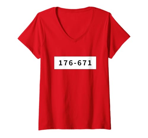 Damen Karneval Kostüm Panzerknacker Nummer Sträfling Häftling T-Shirt mit V-Ausschnitt von Karneval Kostüm Panzerknacker Nummer Häftling