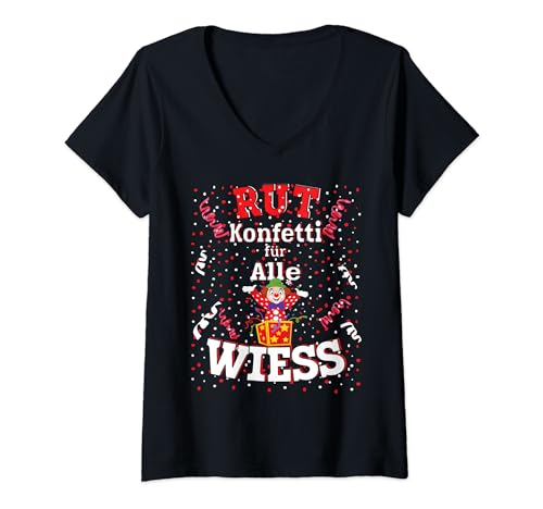 Damen Köln Rut und Wiess Rot Weiss Karneval Kölsch Konfetti T-Shirt mit V-Ausschnitt Damen Köln Rut und Wiess Rot Weiss Karneval Kölsch Konfetti T-Shirt mit V-Ausschnitt von Karneval Kostum Fasching Köln Damen und Herren