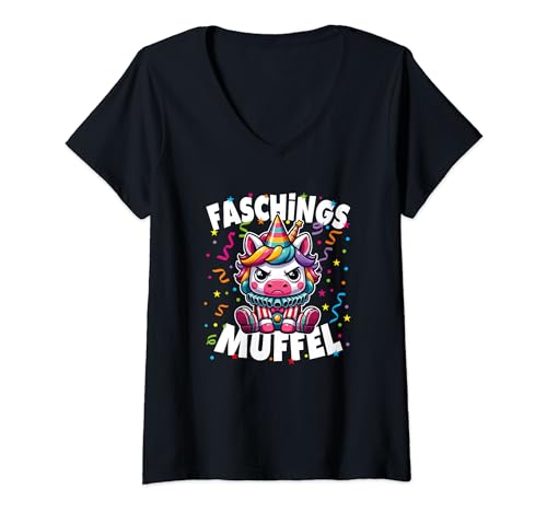 Damen Faschingsmuffel lustiges Einhorn Karneval Fastnacht Fasching T-Shirt mit V-Ausschnitt Damen Faschingsmuffel lustiges Einhorn Karneval Fastnacht Fasching T-Shirt mit V-Ausschnitt von Karneval & Fasching Kostüm Ideen & Geschenke