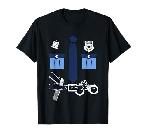 Karneval & Fasching Kostüm Outfits Polizei Uniform Karneval Fasching Deko Kinder T-Shirt, Schwarz, S von Karneval & Fasching Kostüm Outfits