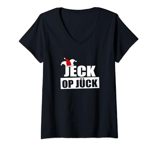 Damen Jeck Op Jück Kölner Karneval Fasching Kostüm T-Shirt mit V-Ausschnitt Damen Jeck Op Jück Kölner Karneval Fasching Kostüm T-Shirt mit V-Ausschnitt von Karnevals Und Faschings Kostüme Verkleidungen