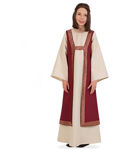 KarnevalsTeufel Kleid Burgund Kinderkostüm Mädchen Kleid, Mittelalter (128) von KarnevalsTeufel.de