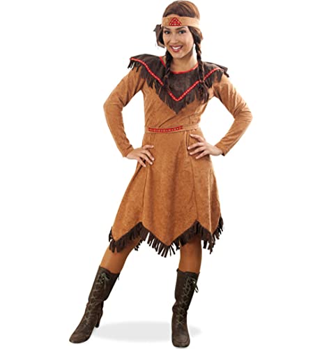 KarnevalsTeufel Kostüm Indianerin Kleid Damenkostüm Wilder Westen Indianerkleid Squaw Braun (36) von KarnevalsTeufel.de