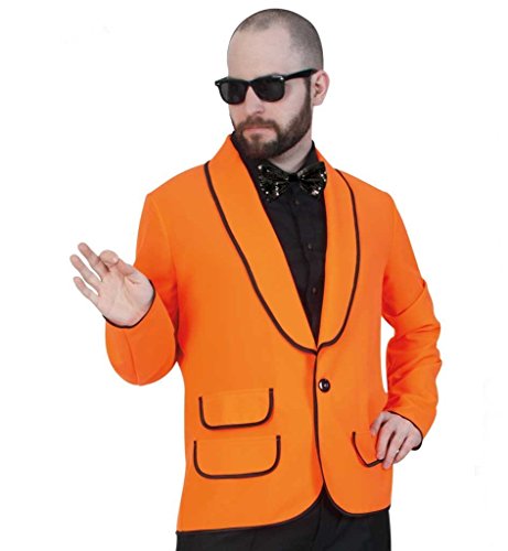 KarnevalsTeufel Kostüm "Jacke neon orange" mit schwarzen Akzenten für Herren, Jackett, Sakko (Medium) von KarnevalsTeufel.de