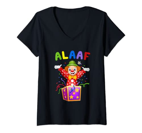 Damen Fancy Dress Alaaf Clown Karnevalskostüm T-Shirt mit V-Ausschnitt Damen Fancy Dress Alaaf Clown Karnevalskostüm T-Shirt mit V-Ausschnitt von Karnevalskostüm Alaaf Clown Fancy Dress
