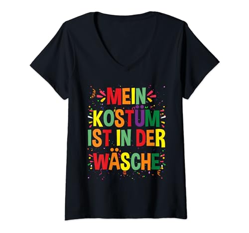 Damen Mein Kostüm Ist In Der Wäsche, Karneval & Fasching, Konfetti T-Shirt mit V-Ausschnitt Damen Mein Kostüm Ist In Der Wäsche, Karneval & Fasching, Konfetti T-Shirt mit V-Ausschnitt von Karnevalskostüm & Faschingskostüm Lustig