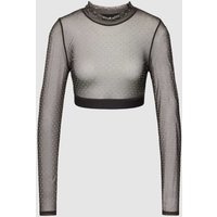 Karo Kauer Crop Top mit Ziersteinbesatz in Black, Größe XL von Karo Kauer