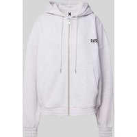 Karo Kauer Oversized Sweatjacke mit Label-Stitching in Hellgrau, Größe XL von Karo Kauer