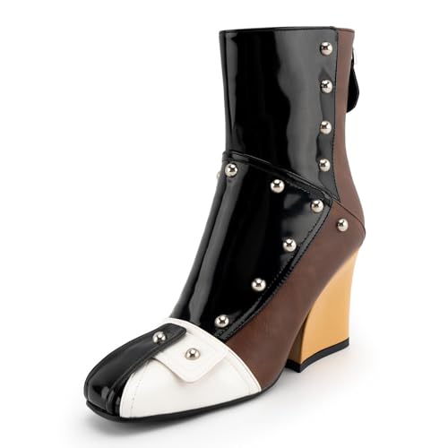KaroNairy Damen-Stiefeletten mit klobigem Absatz, quadratischer Zehenbereich, kurze Stiefel, zum Überziehen, Bikerstiefel, Reißverschluss, Gogo-Stiefel, modische Herbst-Stiefelette, Schwarz, 38 EU KaroNairy Damen-Stiefeletten mit klobigem Absatz, quadratischer Zehenbereich, kurze Stiefel, zum Überziehen, Bikerstiefel, Reißverschluss, Gogo-Stiefel, modische Herbst-Stiefelette, Schwarz, 38 EU von KaroNairy