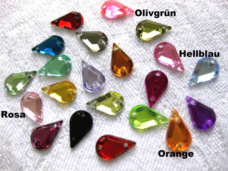 100 Acryl-Strass-Glitzersteine Tröpfchen Zum Aufnähen Farbe Wählbar 10x 6mm St14E 100 Acryl-Strass-Glitzersteine Tröpfchen Zum Aufnähen Farbe Wählbar 10x 6mm St14E von Karolaskurzwaren
