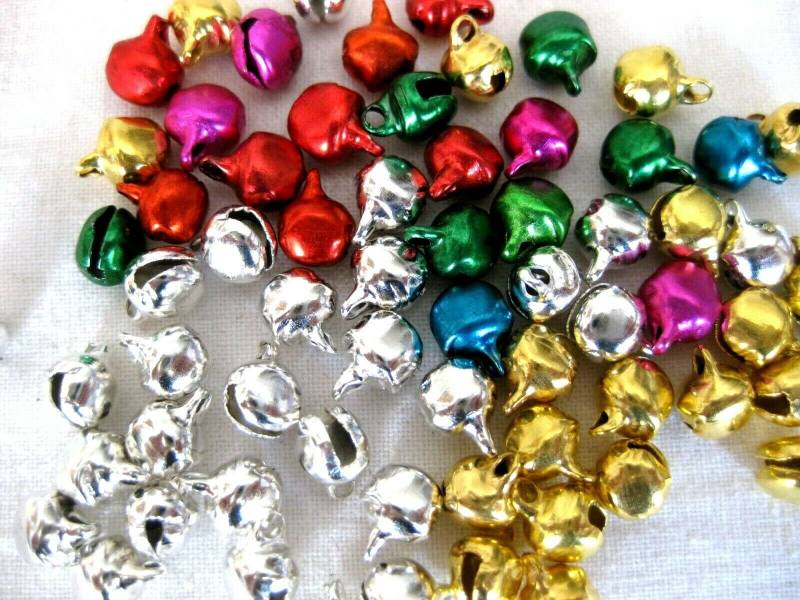 120 Kleine Glöckchen Gold Silber Und Multi 5 X 8mm Bauchtanz von Karolaskurzwaren