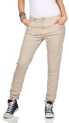 KAROSTAR Chino Damen Jeans Baggy Hose Boyfriend Hüfthose 19 (48, Beige) von Karostar by Lexxury
