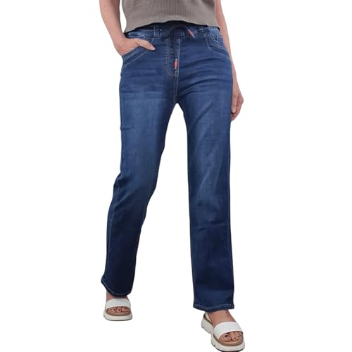 Karostar Damen Jogger | Lange Jeans Hose aus weichem Sweat Denim| Schlupfhose aus Sweat Stoff | Athleisure Pants (DE/NL/SE/PL, Alphanumerisch, M, Regular, Regular, Denim Straight) von Karostar