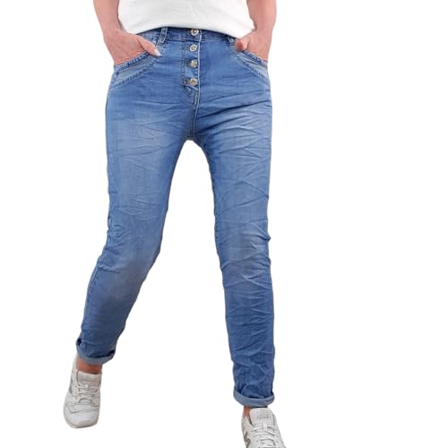 Karostar Damen Stretch Jeans| Boyfriend Hose mit Knopfleiste| Mid Rise 5 Pocket (Pocket Look, 4XL) von Karostar