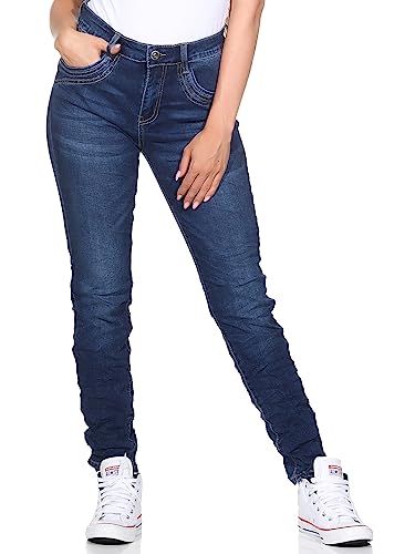 Karostar Denim Hose Sweat Design Jogginghose Boyfriend Jeanshose Stretchjeans Kordelzug 89 (as3, Waist, Numeric_36, Regular, Regular, Dunkelblau 02) von Karostar