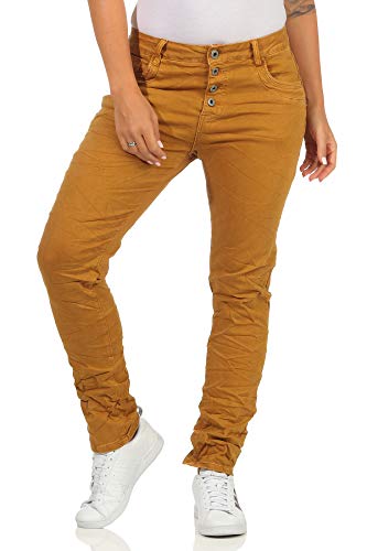 Karostar trendy Damenjeans im Boyfriends Style/Chino in aktuellen Farben/Hüfthose Stretch 61 (48, Gelb) von Karostar